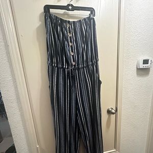 Blue striped romper